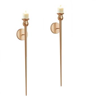 2-Pack Golden Candle Holder Torch Wall Light, Electronic Candle Wall Scone
