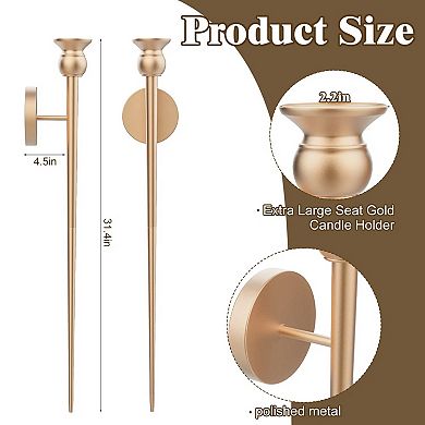2-Pack Golden Candle Holder Torch Wall Light, Electronic Candle Wall Scone