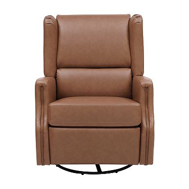 Emma and Oliver Wingback Manual Rocking Glider Recliner Chair with 360° Swivel