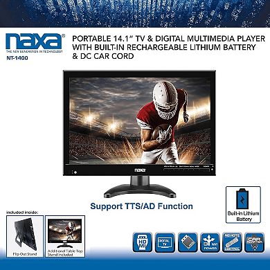 Naxa Portable 14.1" 12 Volt ACDC TV and Digital Multimedia Player