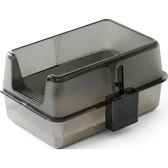 Metal Cat Litter Box, Enclosed Stainless Steel with Lid & Side Filter, Non-Stick, Includes Scoop