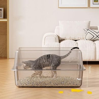 Metal Cat Litter Box, Enclosed Stainless Steel with Lid & Side Filter, Non-Stick, Includes Scoop