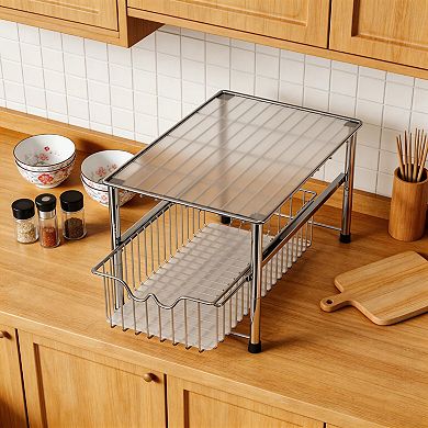 Splendid Frame Sink Organizer with Sliding Basket