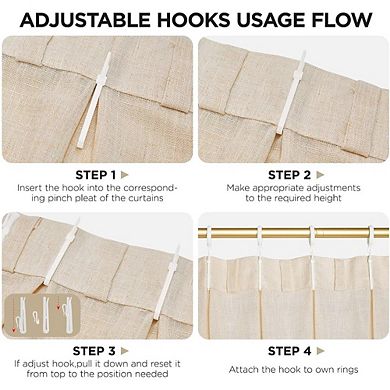 Linen Pinch Pleated Curtains, Light Filtering Back Tab Drapes