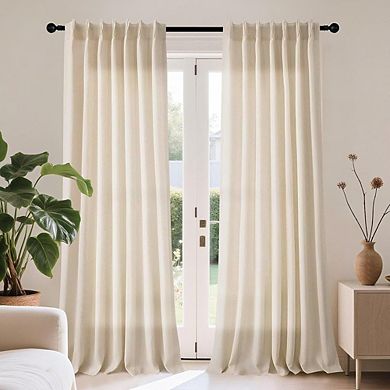 Linen Pinch Pleated Curtains, Light Filtering Back Tab Drapes