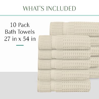 Home Weavers Willow Towels 27x54 Inch, 100% Cotton Zero Twist, 630 GSM, Soft, Absorbent, Quick Dry