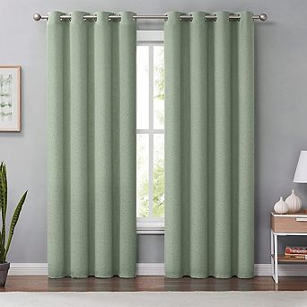 Linen Blackout Curtains, Thermal Insulated Grommet Window Drapes