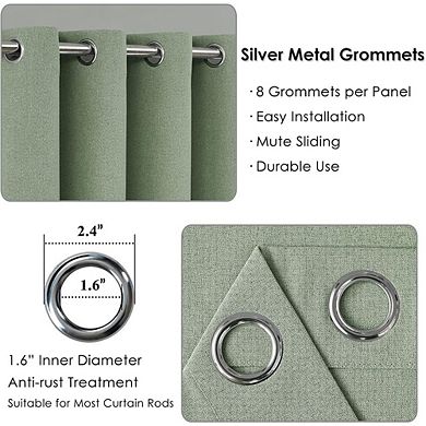Linen Blackout Curtains, Thermal Insulated Grommet Window Drapes