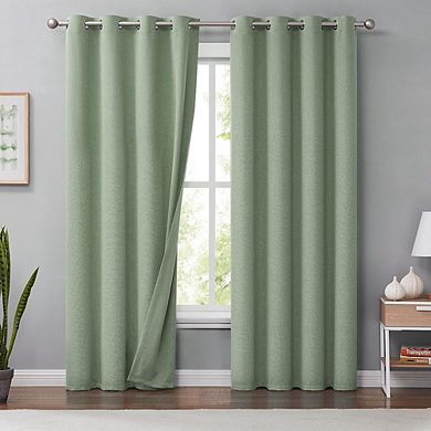 Linen Blackout Curtains, Thermal Insulated Grommet Window Drapes