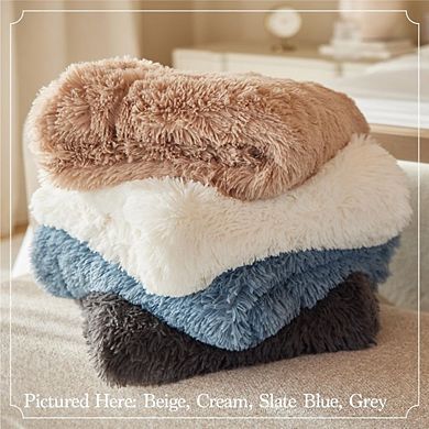Soft Fluffy Sherpa Throw Blanket, Cozy Warm Decorative Bedroom Blanket