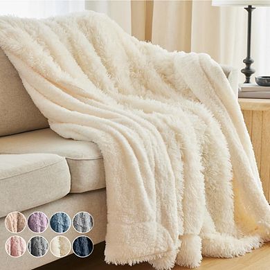 Soft Fluffy Sherpa Throw Blanket, Cozy Warm Decorative Bedroom Blanket