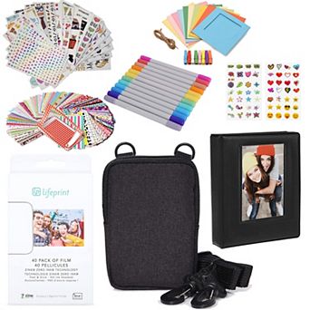 Lifeprint 3x4 Premium Zink Photo Paper (40 Pack) Accesory Kit with Photo Album, Case, Stickers
