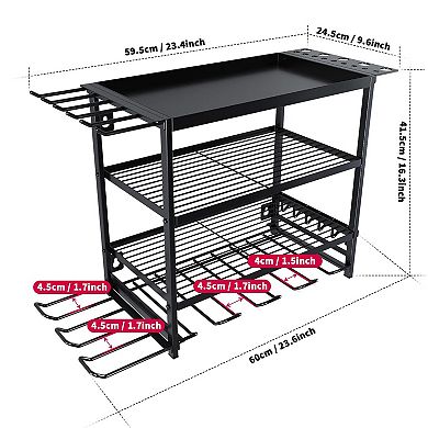 Power Tool Organizer Wall Mount, 4-Layer Heavy Duty Metal Drill Holder Garage Rack