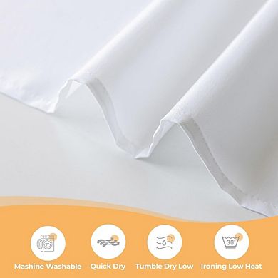 No Hook Fabric Shower Curtain with Sheer Window, Water-Repellent