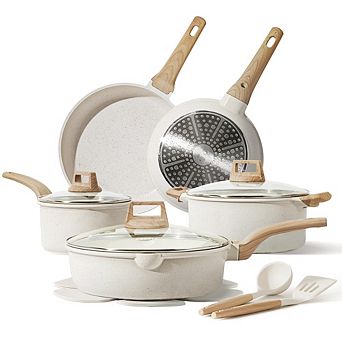 MOEPLSY14 pc Nonstick Cookware Set Complete Kitchen Pots with Utensils
