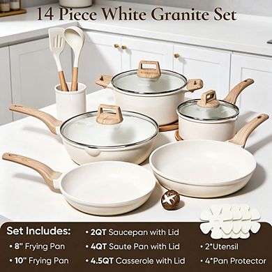 MOEPLSY14-Piece Nonstick Cookware Set Complete Kitchen Pots with Utensils