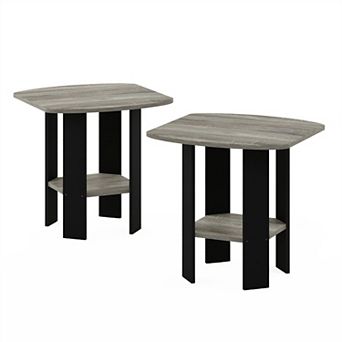 Furinno 2-Pack 15.51" x 15.5" x 17.52" Wood Nightstand Bedside Table with Drawer & Shelf