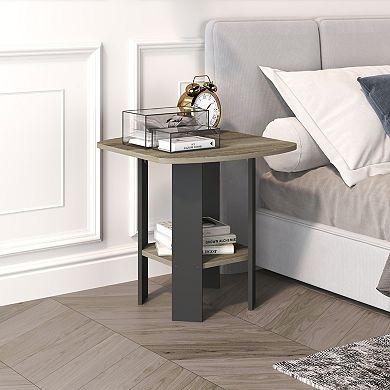Furinno 2-Pack 15.51" x 15.5" x 17.52" Wood Nightstand Bedside Table with Drawer & Shelf