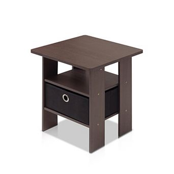 Furinno 15.51" x 15.5" x 17.52" Wood Nightstand Bedside Table with Drawer & Shelf
