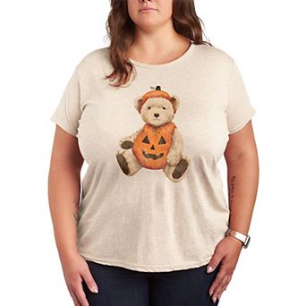 Plus Size Pumpkin Teddy Bear Graphic Tee