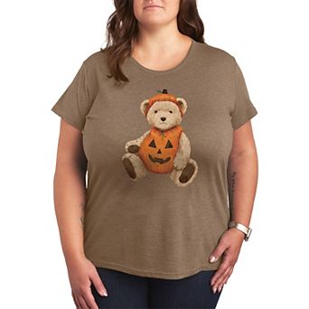 Plus Size Pumpkin Teddy Bear Graphic Tee