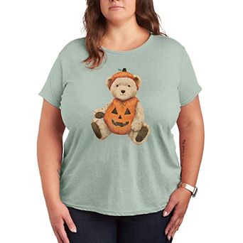 Plus Size Pumpkin Teddy Bear Graphic Tee
