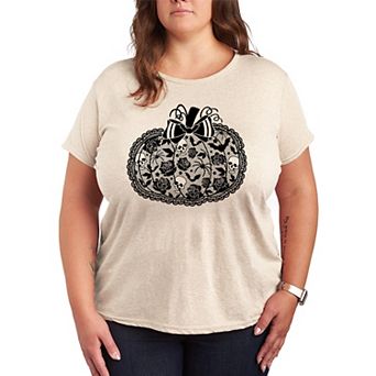 Plus Size Coquette Lace Pumpkin Bow Graphic Tee