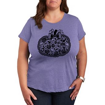 Plus Size Coquette Lace Pumpkin Bow Graphic Tee