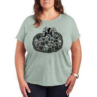 Plus Size Coquette Lace Pumpkin Bow Graphic Tee
