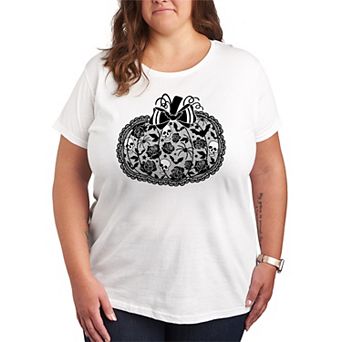 Plus Size Coquette Lace Pumpkin Bow Graphic Tee