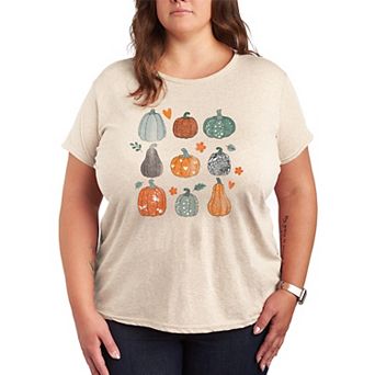 Plus Size Fall Pumpkins Grid Graphic Tee