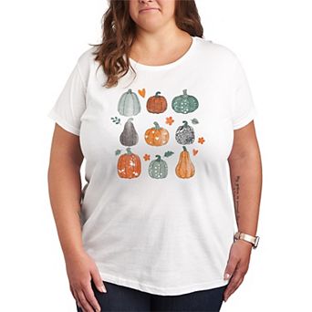 Plus Size Fall Pumpkins Grid Graphic Tee