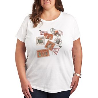 Plus Size Vintage Halloween Postage Stamps Graphic Tee