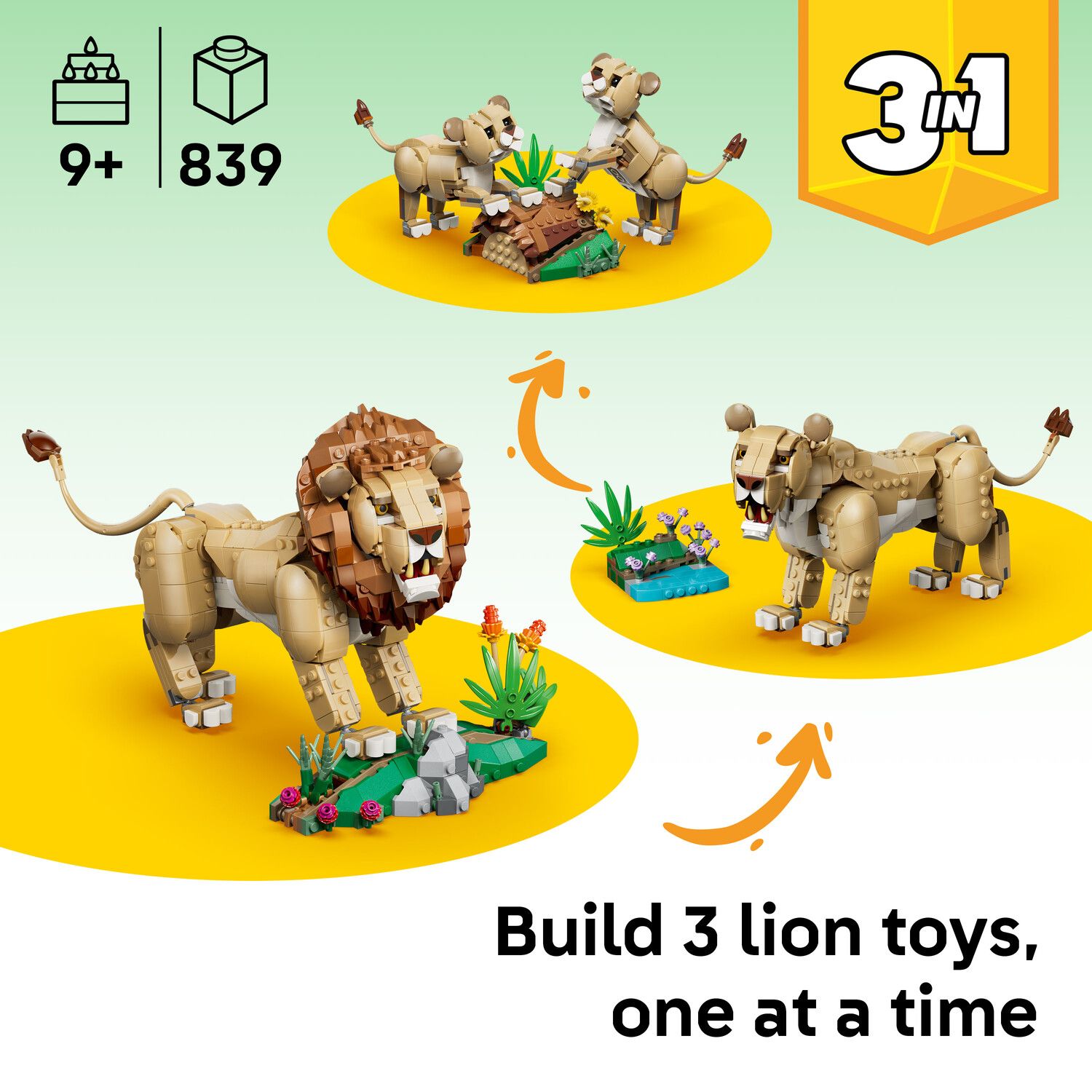 Детский конструктор LEGO Creator 3-in-1 Majestic Lion 31386 Building Kit (839 Pieces) — фото 2