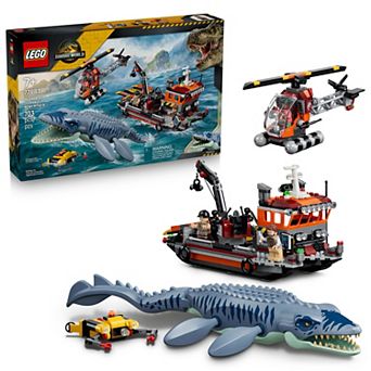 LEGO Jurassic World Mosasaurus Dinosaur Boat Attack 77983 Building Kit (703 Pieces)