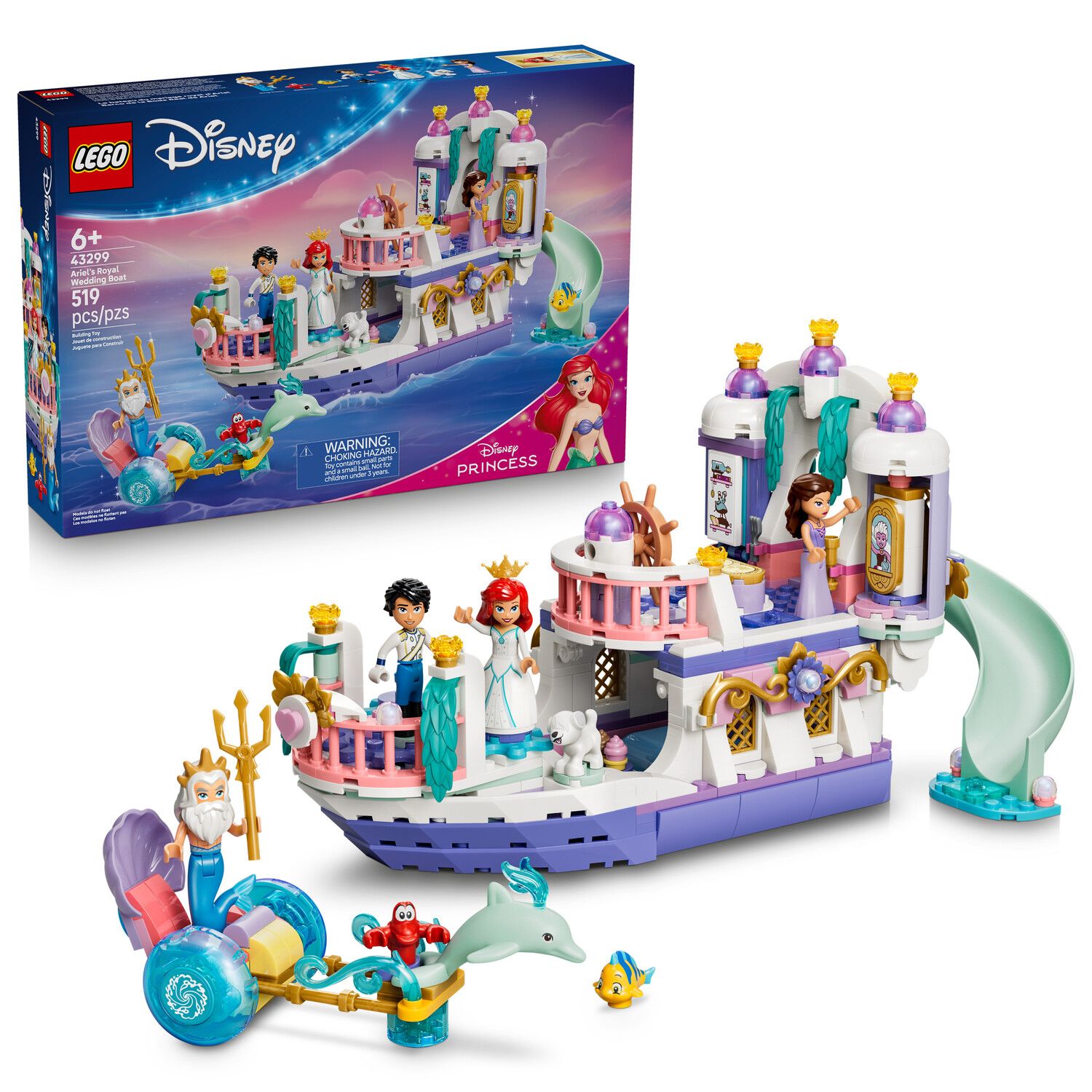 Детский конструктор LEGO Disney's The Little Mermaid Ariel's Royal Wedding Boat 43299 Building Kit (519 Pieces) — фото 1