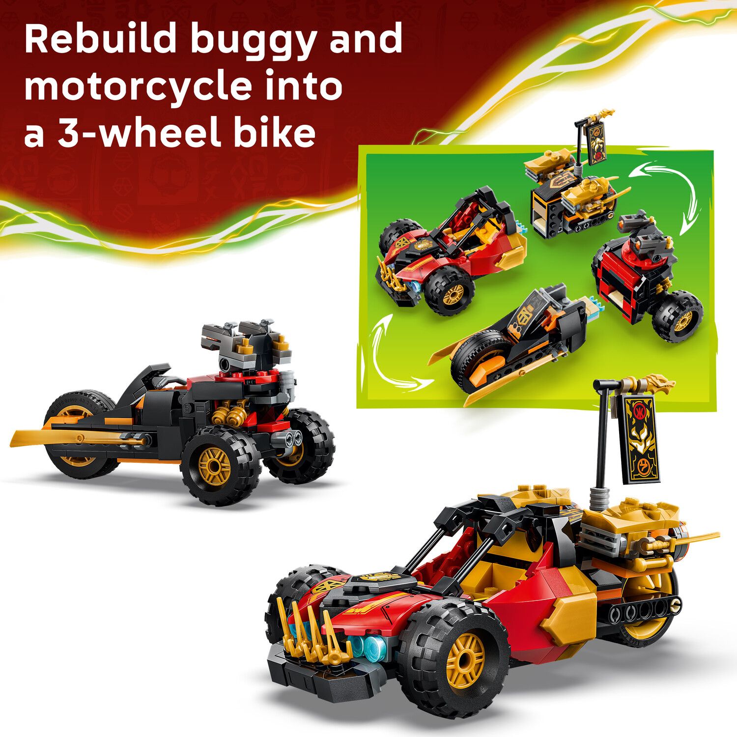 Детский конструктор LEGO Ninjago Kai & Cole's Combiner Vehicles 71864 Building Kit (394 Pieces) — фото 3