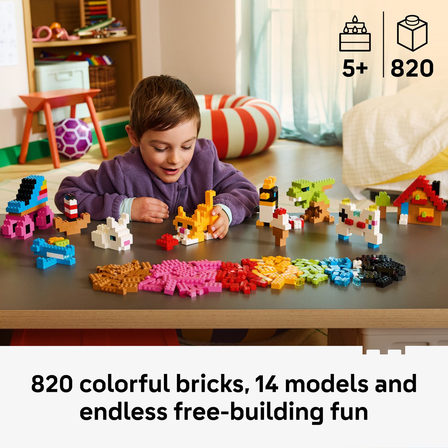 Детский конструктор LEGO Classic Creative Colorful Bricks 11045 Building Kit (820 Pieces) — фото 2