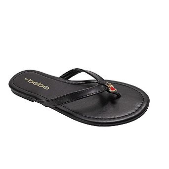 bebe Womens Thong Sandals with Charm Detail Slip On Slip On Shoes