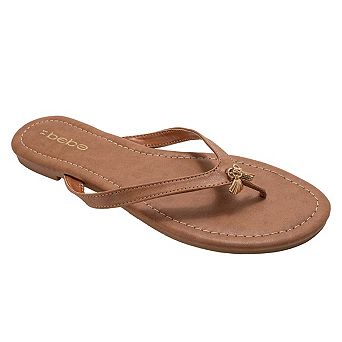 bebe Womens Thong Sandals with Charm Detail Slip On Slip On Shoes