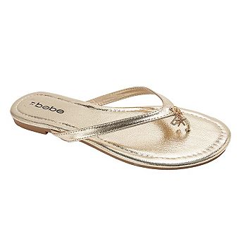 bebe Womens Thong Sandals with Charm Detail Slip On Slip On Shoes
