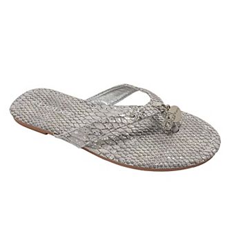 bebe Womens Thong Sandals with Charm Detail Slip On Slip On Shoes