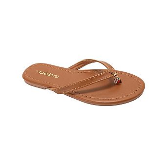 bebe Womens Thong Sandals with Charm Detail Slip On Slip On Shoes