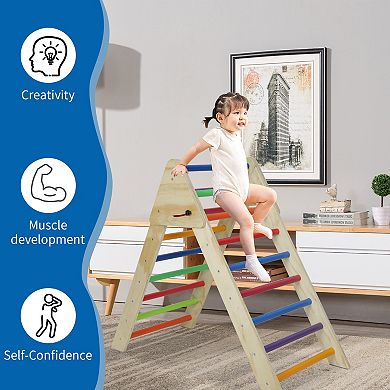 Heybly Wooden Montessor Foldable Triangle Climbing Ladder, Adjustable Ramp,for Kids 1-7 Years Old