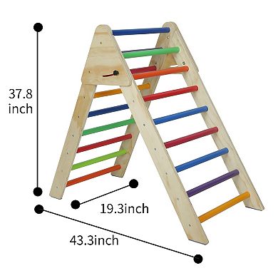 Heybly Wooden Montessor Foldable Triangle Climbing Ladder, Adjustable Ramp,for Kids 1-7 Years Old