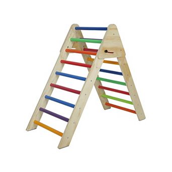 Heybly Wooden Montessor Foldable Triangle Climbing Ladder, Adjustable Ramp,for Kids 1-7 Years Old