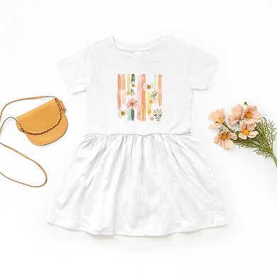 Daisies Stripes Faux Paint - Toddler Graphic Dress