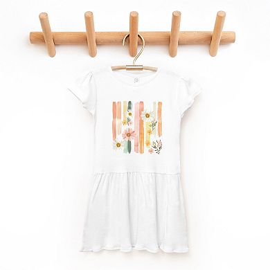 Daisies Stripes Faux Paint - Toddler Graphic Dress