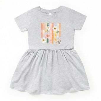 Daisies Stripes Faux Paint - Toddler Graphic Dress