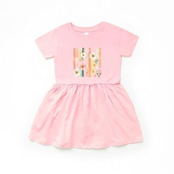 Daisies Stripes Faux Paint - Toddler Graphic Dress